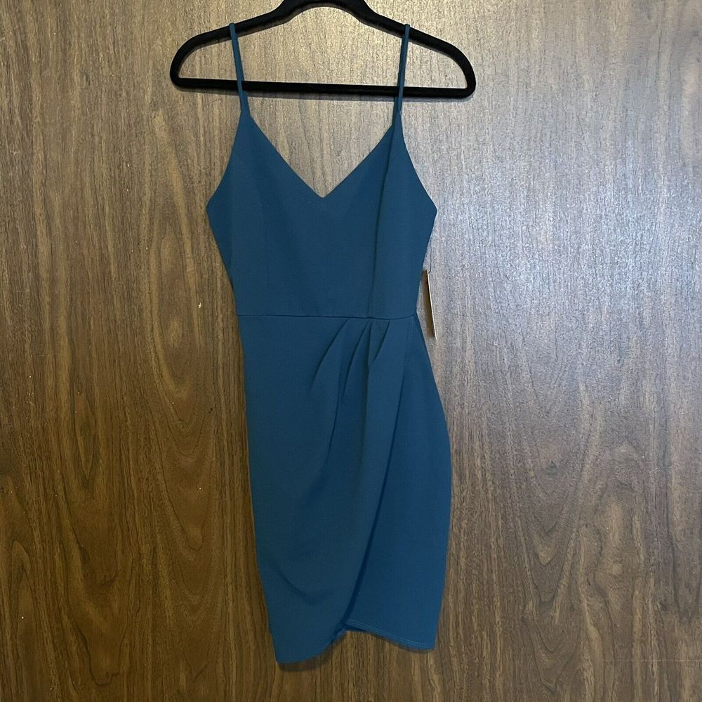 Lulu's Teal Spaghetti Strap Mini Dress
